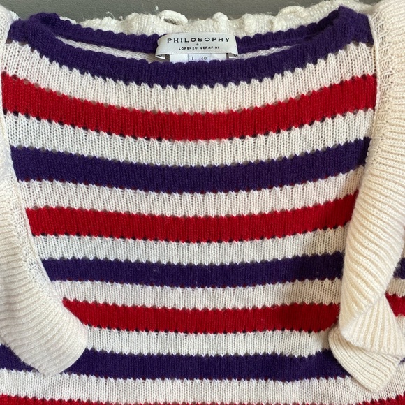 {Philosophy di Lorenzo Seraphini} Striped Ruffle Cashmere Sweater - Picture 7 of 16
